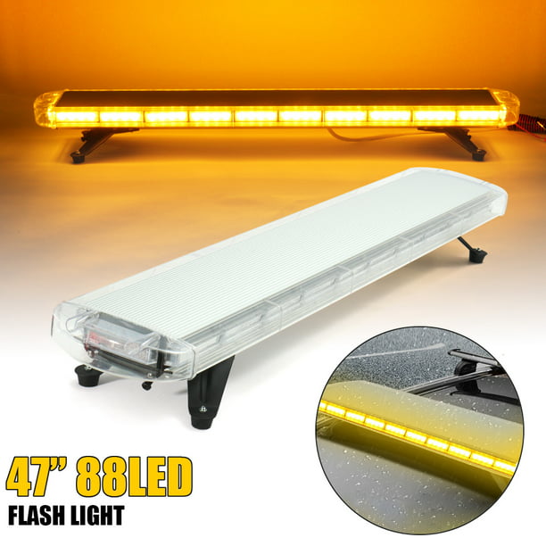47" LED Strobe Emergency Warning Light Bar Tow Truck Roof Top Flash Amber White